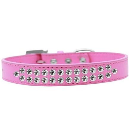 UNCONDITIONAL LOVE Two Row Clear Crystal Dog CollarBright Pink Size 14 UN916217